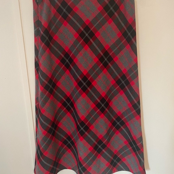 Plaid A-Line Midi Skirt - Red and Black Preppy, Grunge,  Academia, Y2K - Picture 4 of 9